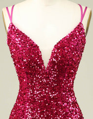 Sparkly Sequin Double Spaghetti Straps Tight Homecoming Dresses