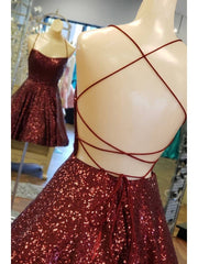 Lace-up Back Burgundy Homecoming Dresses