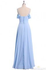 A-line Sky Blue Long Wedding Party Dresses