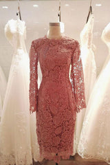 Elegant Long Sleeves Coral Knee Length Mother of the Bride Dresses