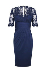 Eleagnt Short Sleeves Empire Navy Blue Short Mother of the Bride Dresses