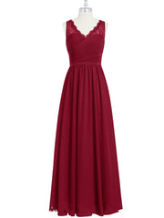 Burgundy Long Chiffon Bridesmaid Dresses Party Dresses