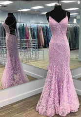 Gorgeous Mermaid Lilac Prom Dresses with Embroidery