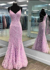 Gorgeous Mermaid Lilac Prom Dresses with Embroidery