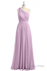 Dusty Purple One-Shoulder Backless A-Line Long Bridesmaid Dress