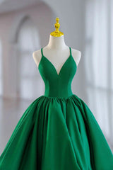 Green Satin Tea-Length Straps Prom Dresses, Spaghetti Straps Homecoming Gown