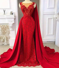 2024 Red Tulle With Appliques Long Satin Sheath Prom Dresses