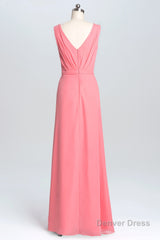 Lavender Chiffon A-line Ruffles Long Bridesmaid Dress