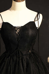 Black Lace-Up Backless A-Line Short Homecoming Dresses