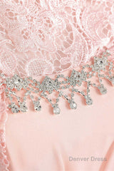 Pink Rhinestone Half Sleeve A-Line Long Mother of the Bride Dress