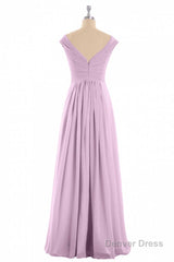 Dusty Purple Chiffon V-Neck Backless A-Line Long Bridesmaid Dress