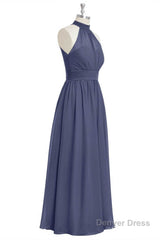 Lavender Chiffon Halter Long Bridesmaid Dress