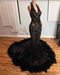 2025 Black Halter Long Prom Dresses