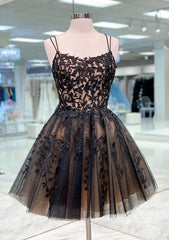 Lace Tulle Short/Mini A-line Bateau Homecoming Dresses With Beading