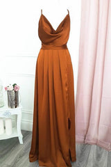 burnt orange long prom Dresses