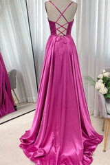 Barbie Pink Cowl Neck Lace-Up A-Line Prom Dresses