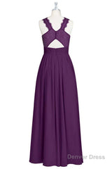 Magenta Chiffon Halter Cutout Back Long Bridesmaid Dress