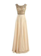 Floor-Length/Long A-Line/Princess Beading Floor-Length/Long Chiffon Prom Dresses