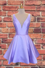 Simple Short Lavender Homecoming Dresses