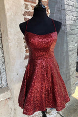 Lace-up Back Burgundy Homecoming Dresses