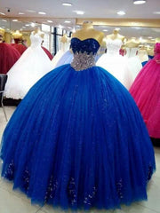 royal blue tulle long ball gown vintage evening Dresses