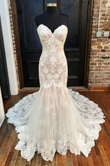 Ivory Strapless Mermaid Long Wedding Dresses