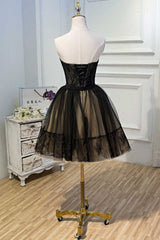 A-Line Black Lace Sweetheart Homecoming Dresses