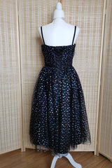 Black A-line Lace-Up Iridescent Prints Tulle Homecoming Dresses