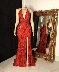 Red Prom Gown,mermaid Floor length Prom dresses
