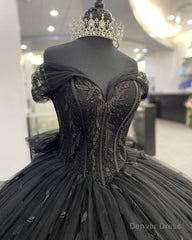 Black quincea帽era dress Ball Gown Prom Dresses Evening Gown