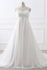 Simple Empire White Chiffon Long Wedding Dresses