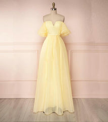 Simple Yellow Long Prom Dresses, Evening Dresses, 5420