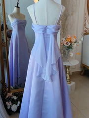 Vintage Purple Satin Spaghetti Straps Gown Fairy Dresses