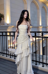 Sexy Straps Prom Dresses Irregular Ruffles Mermaid Birthday Dresses