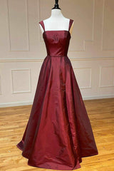 Elegant Backless Wine Red Long Prom Dresses