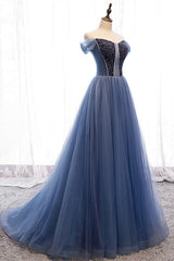 Princess Strapless Beaded Tulle Prom Dresses