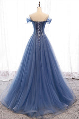 Princess Strapless Beaded Tulle Prom Dresses