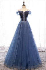 Princess Strapless Beaded Tulle Prom Dresses