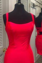 Tight Red Short Homecoming Dresses with Square Neckline