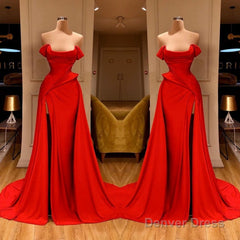 Sexy Red Off-the-Shoulder Long Prom Dress With Split Online