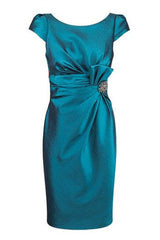 Cap Sleeves Short Blue Mother of Bride Dresses