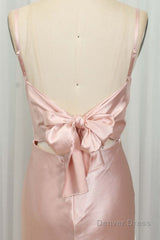 Classic Pink Spaghetti Straps Midi Party Dresss