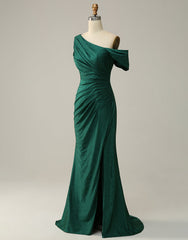 Dark Green Off The Shoulder Long Glitter Prom Dresses With Split