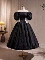 Elegant Black A-Line Off Shoulder Prom Dresses with Beads