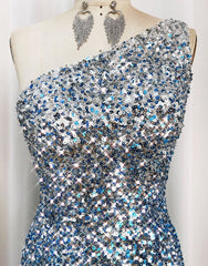 Gorgeous Sparkly Sequin One Shoulder Tight Homecoming Dresses With Fringe