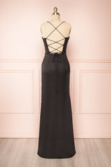 Black Prom Dresses, Corset Cowl Neck Maxi Dresses, Black Bridesmaid Dresses