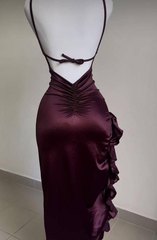 सेक्सी स्लिट रफल्स प्रोम ड्रेस