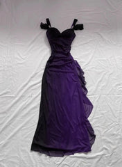 Фіолетова сукня для вечірок з шифонами з довгими вечірками, фіолетова вечора з шифоновим сукнею