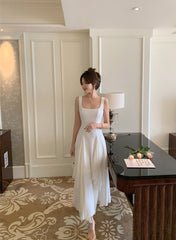 Lovely Ivory Chiffon Straps Long Party Dresses Prom Dresses, Ivory Wedding Party Dresses