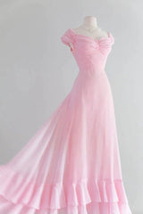 Chic A Line Sweetheart Pink Satin Long Evening Dresses Prom Dresses